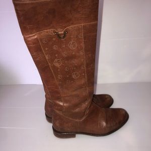 Franco Cuadra Women’s Sz 7 genuine leather riding boots Sz 24 Brown flats logo